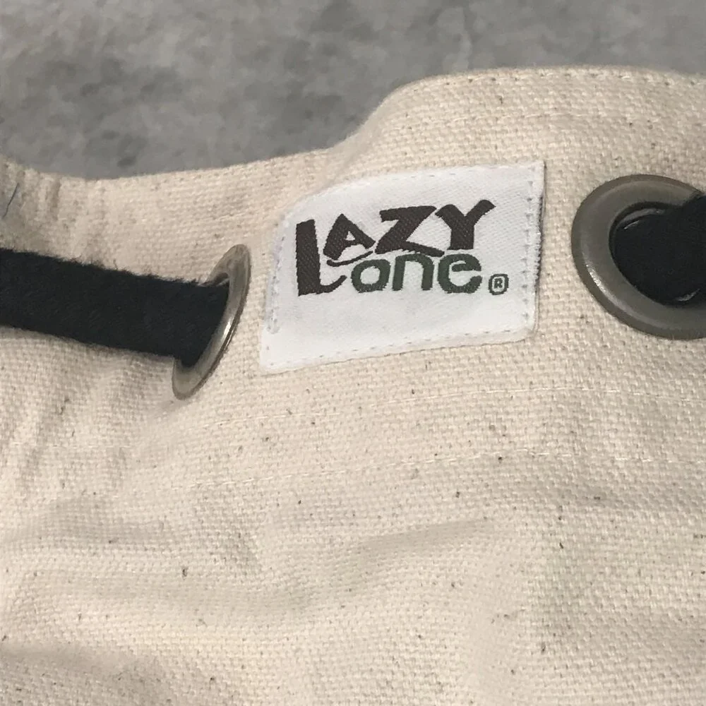 Lazy One Bear Essentials Canvas Drawstring‎ Backpack Bag Natural Black Tote